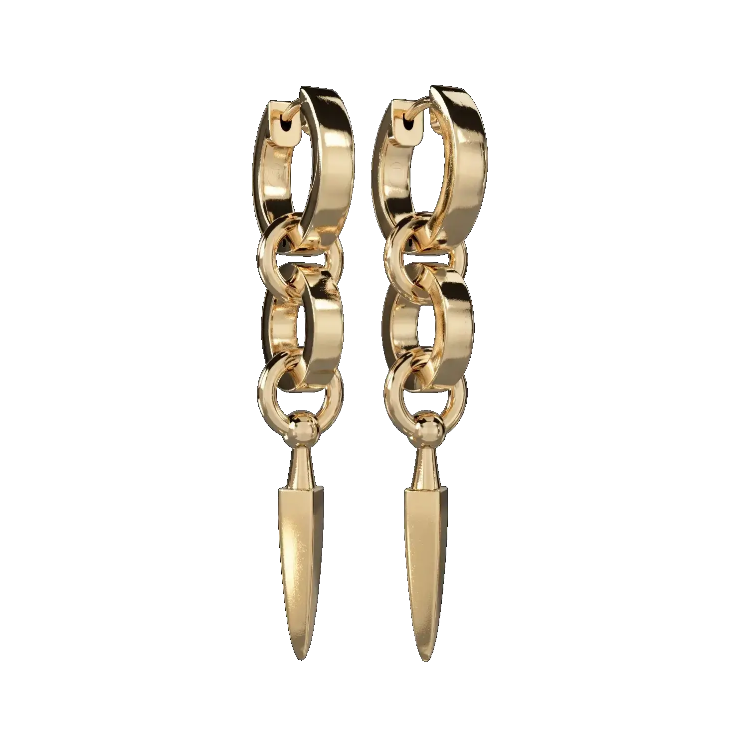 Pair of gold hoop earrings with sharp spike ends